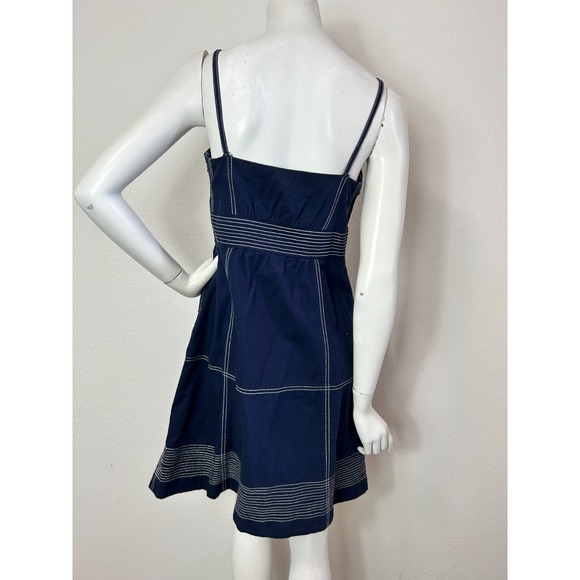 Anthropologie Maeve Dress Size 10 Blue Nautical Sleeveless Fit Flare Pockets - Picture 4 of 12